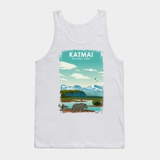 Katmai National Park vintage retro travel poster art Tank Top